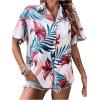 imageSweatyRocks Womens Short Sleeve Cute Print Button Down Shirt TopsWhite Floral