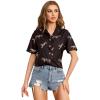 imageSweatyRocks Womens Short Sleeve Cute Print Button Down Shirt TopsLeopard Black