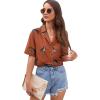imageSweatyRocks Womens Short Sleeve Cute Print Button Down Shirt TopsLeopard Burnt Orange