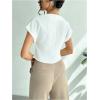 imageSweatyRocks Womens Asymmetrical Hem Button Work Blouses V Neck Short Sleeve Tops ShirtsWhite
