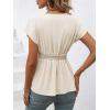 imageSweatyRocks Womens Batwing Sleeve V Neck Fold Pleated Ruffle Hem Blouse Peplum TopApricot