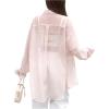 imageSweatyRocks Womens Button Down Blouses Long Sleeve Sun Protection Sheer Shirts Loose Casual TopsPink