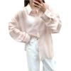 imageSweatyRocks Womens Button Down Blouses Long Sleeve Sun Protection Sheer Shirts Loose Casual TopsPink