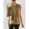 imageSweatyRocks Womens Casual Cowl Neck Sleeveless Metallic Pullover Solid Blouse Shirt Tank TopGold