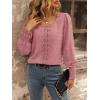 imageSweatyRocks Womens Casual Lace Shirred Long Sleeve Blouse Swiss Dot Round Neck Shirts TopDusty Pink
