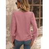 imageSweatyRocks Womens Casual Lace Shirred Long Sleeve Blouse Swiss Dot Round Neck Shirts TopDusty Pink