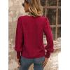 imageSweatyRocks Womens Casual Lace Shirred Long Sleeve Blouse Swiss Dot Round Neck Shirts TopRed