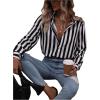 imageSweatyRocks Womens Casual Long Sleeve Striped Button Front Collared Blouse ShirtBlack White