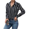 imageSweatyRocks Womens Casual Long Sleeve Striped Button Front Collared Blouse ShirtBlack and White