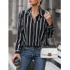 imageSweatyRocks Womens Casual Long Sleeve Striped Button Front Collared Blouse ShirtBlack and White