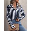 imageSweatyRocks Womens Casual Long Sleeve Striped Button Front Collared Blouse ShirtBlue White