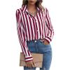 imageSweatyRocks Womens Casual Long Sleeve Striped Button Front Collared Blouse ShirtRed White