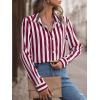 imageSweatyRocks Womens Casual Long Sleeve Striped Button Front Collared Blouse ShirtRed White