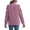 imageSweatyRocks Womens Casual Long Sleeve Striped Button Front Collared Blouse ShirtRed White