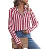 imageSweatyRocks Womens Casual Long Sleeve Striped Button Front Collared Blouse ShirtRed and White