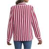 imageSweatyRocks Womens Casual Long Sleeve Striped Button Front Collared Blouse ShirtRed and White