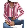 imageSweatyRocks Womens Casual Long Sleeve Striped Button Front Collared Blouse ShirtRed and White