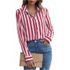 imageSweatyRocks Womens Casual Long Sleeve Striped Button Front Collared Blouse ShirtRed and White