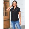 imageSweatyRocks Womens Casual Short Sleeve Collared Shirt Button Front Full Zip Up BlouseBlack
