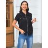 imageSweatyRocks Womens Casual Short Sleeve Collared Shirt Button Front Full Zip Up BlouseBlack