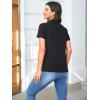 imageSweatyRocks Womens Casual Short Sleeve Collared Shirt Button Front Full Zip Up BlouseBlack
