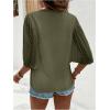 imageSweatyRocks Womens Contrast Mesh Bell Short Sleeve Blouse V Neck Ruffle Sleeve Casual ShirtsArmy Green