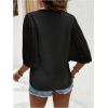 imageSweatyRocks Womens Contrast Mesh Bell Short Sleeve Blouse V Neck Ruffle Sleeve Casual ShirtsBlack