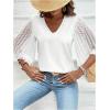 imageSweatyRocks Womens Contrast Mesh Bell Short Sleeve Blouse V Neck Ruffle Sleeve Casual ShirtsWhite