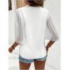imageSweatyRocks Womens Contrast Mesh Bell Short Sleeve Blouse V Neck Ruffle Sleeve Casual ShirtsWhite