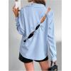 imageSweatyRocks Womens Cut Out Long Sleeve Blouses Blouses Tie Knot Button Down Collar Shirt TopsBlue