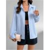 imageSweatyRocks Womens Cut Out Long Sleeve Blouses Blouses Tie Knot Button Down Collar Shirt TopsBlue