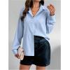 imageSweatyRocks Womens Cut Out Long Sleeve Blouses Blouses Tie Knot Button Down Collar Shirt TopsBlue