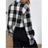 imageSweatyRocks Womens Cute Color Block Long Sleeve Crop Tops Plaid Button Down BlouseBlack