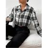 imageSweatyRocks Womens Cute Color Block Long Sleeve Crop Tops Plaid Button Down BlouseBlack and White
