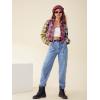 imageSweatyRocks Womens Cute Color Block Long Sleeve Crop Tops Plaid Button Down BlouseMulticolor