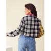 imageSweatyRocks Womens Cute Color Block Long Sleeve Crop Tops Plaid Button Down BlouseMulticolor