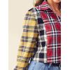 imageSweatyRocks Womens Cute Color Block Long Sleeve Crop Tops Plaid Button Down BlouseMulticolor