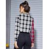 imageSweatyRocks Womens Cute Color Block Long Sleeve Crop Tops Plaid Button Down BlouseRed Yellow Black