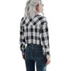 imageSweatyRocks Womens Cute Color Block Long Sleeve Crop Tops Plaid Button Down BlouseWhite Black Plaid