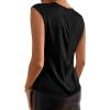 imageSweatyRocks Womens Elegant Sleeveless Round Neck Satin Blouse Solid Zipper Back Shirt Tank TopBlack