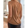 imageSweatyRocks Womens Elegant Sleeveless Round Neck Satin Blouse Solid Zipper Back Shirt Tank TopBrown
