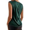 imageSweatyRocks Womens Elegant Sleeveless Round Neck Satin Blouse Solid Zipper Back Shirt Tank TopDark Green