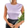 imageSweatyRocks Womens Elegant Sleeveless Round Neck Satin Blouse Solid Zipper Back Shirt Tank TopLilac Purple