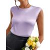 imageSweatyRocks Womens Elegant Sleeveless Round Neck Satin Blouse Solid Zipper Back Shirt Tank TopLilac Purple
