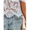imageSweatyRocks Womens Floral Lace Sheer See Through Blouse Short Sleeve Crewneck Scallop Trim Shirts TopsWhite