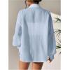imageSweatyRocks Womens Long Sleeve Drop Shoulder Button Down Shirt Loose Fit Sheer Blouse TopDusty Blue