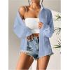 imageSweatyRocks Womens Long Sleeve Drop Shoulder Button Down Shirt Loose Fit Sheer Blouse TopDusty Blue