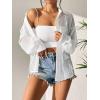 imageSweatyRocks Womens Long Sleeve Drop Shoulder Button Down Shirt Loose Fit Sheer Blouse TopWhite