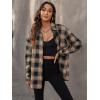 imageSweatyRocks Womens Plaid Button Front Long Sleeve High Low Shirt Blouse TopBeige Black