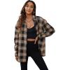 imageSweatyRocks Womens Plaid Button Front Long Sleeve High Low Shirt Blouse TopBeige Black